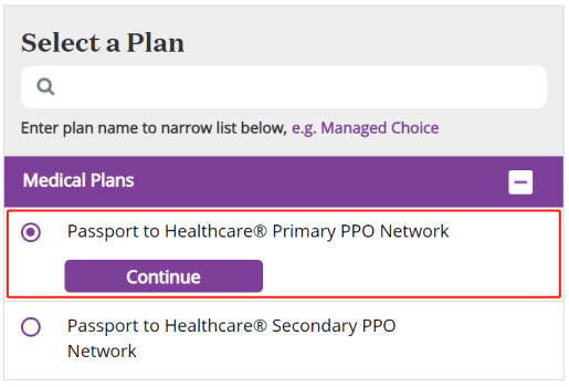 Choose “Passport to Healthcare Primary PPO Network”